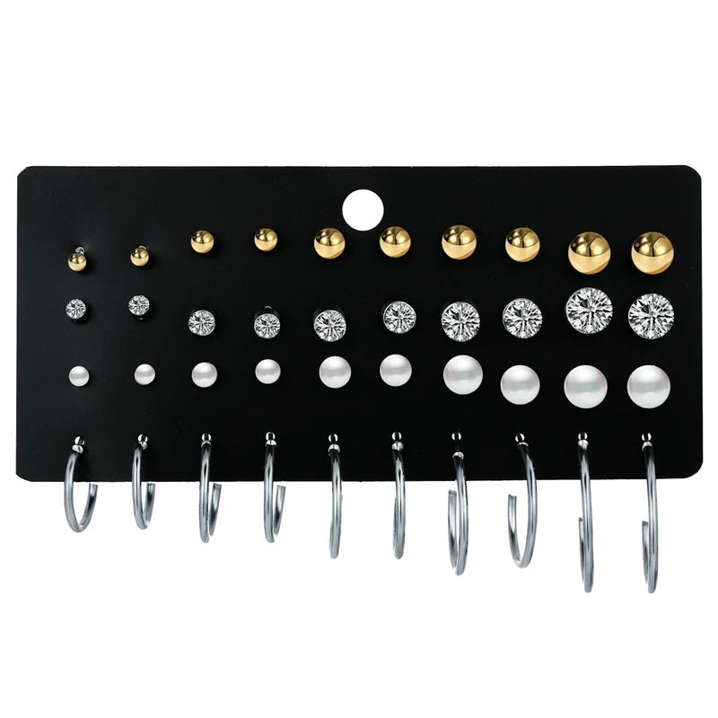 Earring Set Vintage Butterfly Heart Pearl Crystal Stud Earrings for Women Korean  2024 Brincos Jewelry Gift