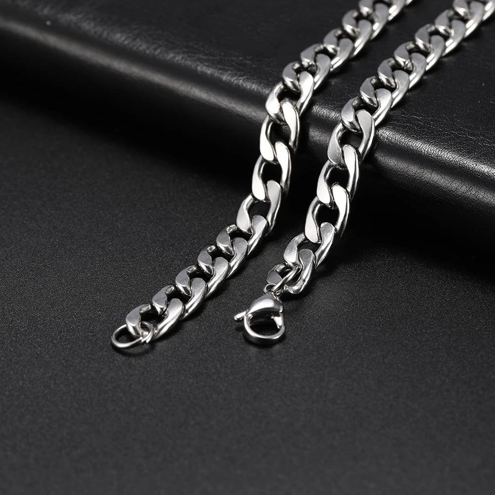 My Shape 3mm-10mm Cuban Chain Stainless Steel Necklaces for Men Male Chains Figaro Box Chain Choker Punk Jewelry 45cm 50cm 60cm