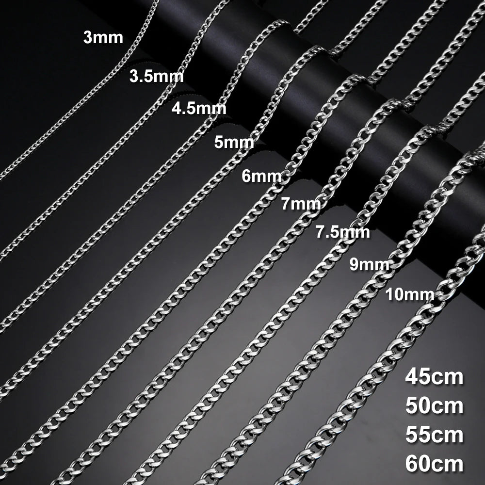 My Shape 3mm-10mm Cuban Chain Stainless Steel Necklaces for Men Male Chains Figaro Box Chain Choker Punk Jewelry 45cm 50cm 60cm